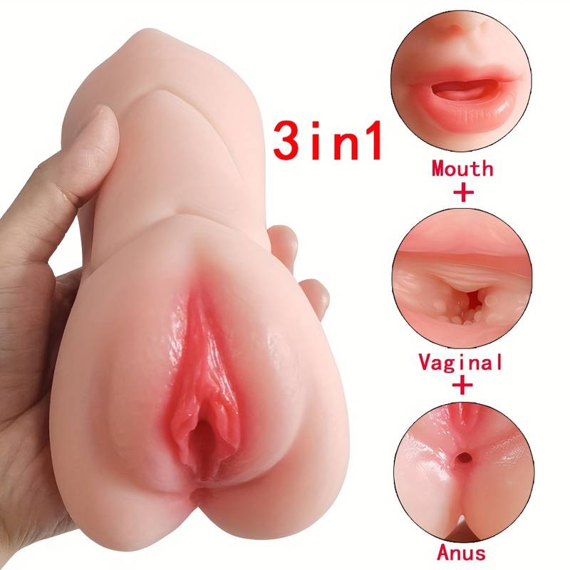 1-in-3 Realistic Oral Vagina Anal Pocket Pussy Men Masturbator