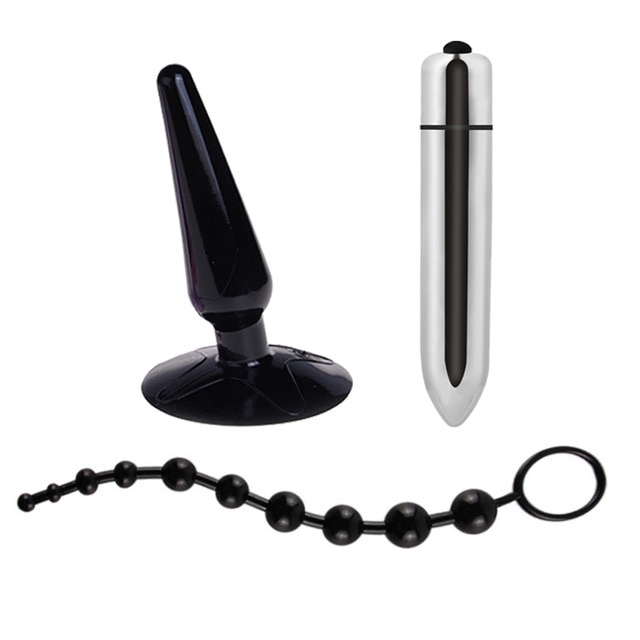 3pcs Set Black Anal Toy Tools Kit For Beginners