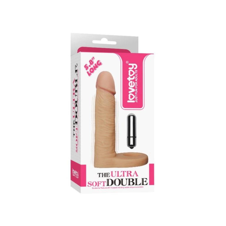 5.8 Inches Ultra Soft Double Penetration Cock ring With Vibrating Dildo