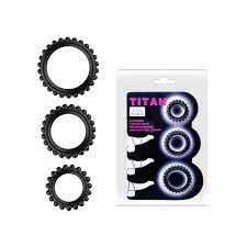 Baile Titan Black 3Pcs Set Cock Ring For Men