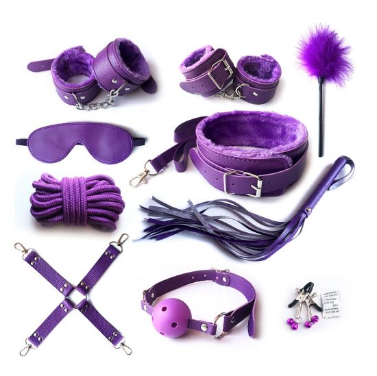 BDSM Bondage 10 Pieces Kit - Purple