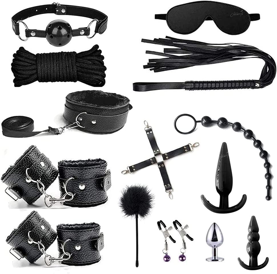 Black 14 Pieces BDSM Bondage Restraint Kit