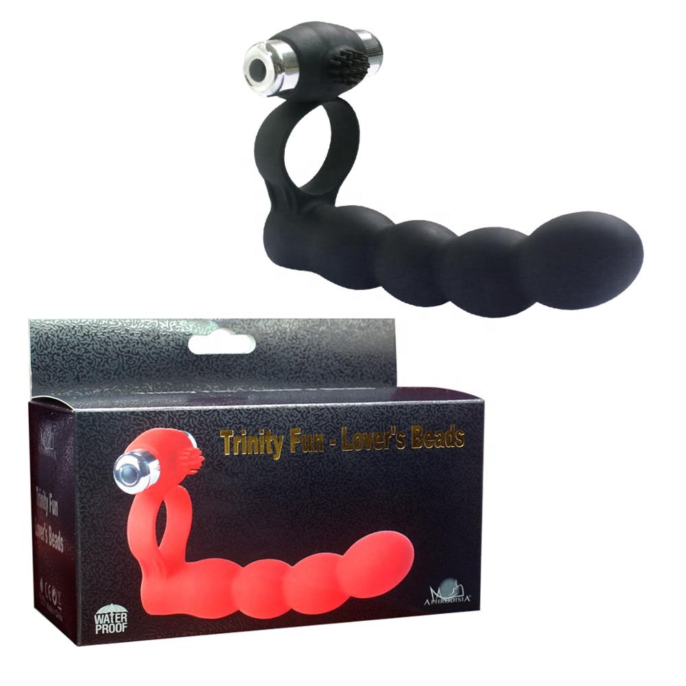 Black Cock Ring Trinity fun Lover's beads for male