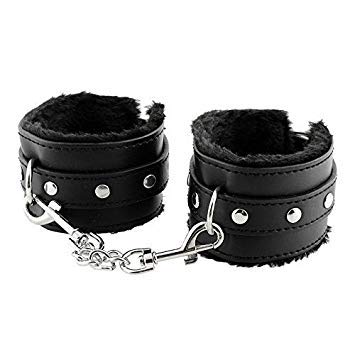 Black SM Bondage Sex Leather Handcuffs Best Quality