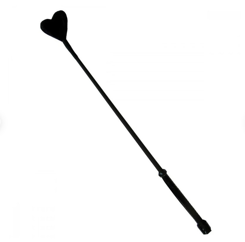 Black Stick with Black Heart Tip Luxury BDSM Spank Paddle