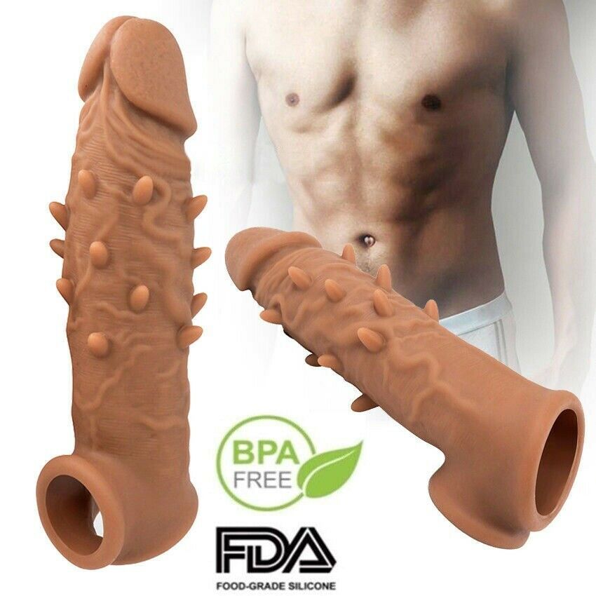 Brown Dotted Realistic Penis Sleeve Extender