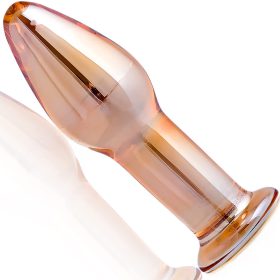 Gold crystal pyrex glass Anal butt plug For Unisex