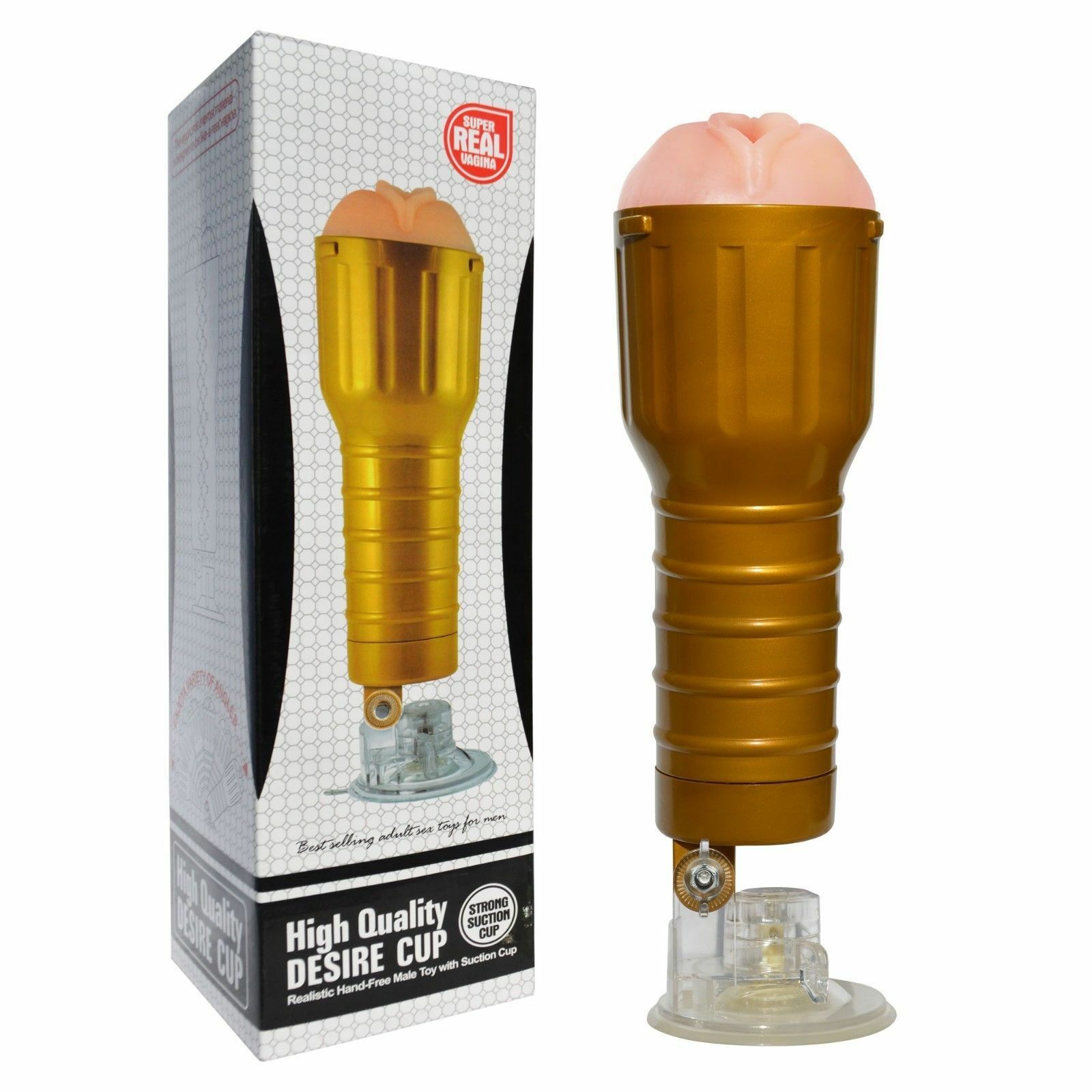 High grade Silicone Male Aircraft Cup Golden Male Masturbators Soft Realistic Pussy Suction Cup