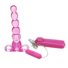 Large Vibrating Anal Beads Butt Plug - Flexible Silicone Pink