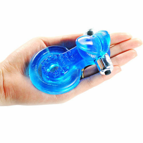 Mouth Tongue Vibrating Cock Ring in Blue Color