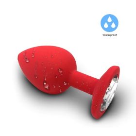 Small Pleasure Dimond Jeweled Silicone Butt Plug Red