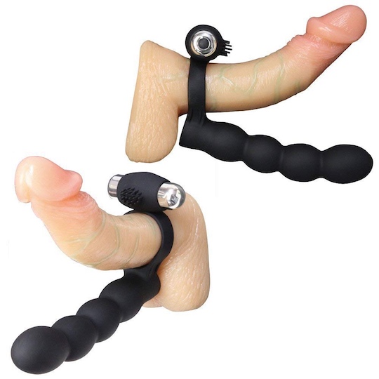 Strapon cock ring and clitoral vibrator with Double Penetration dildo (anal or vaginal)