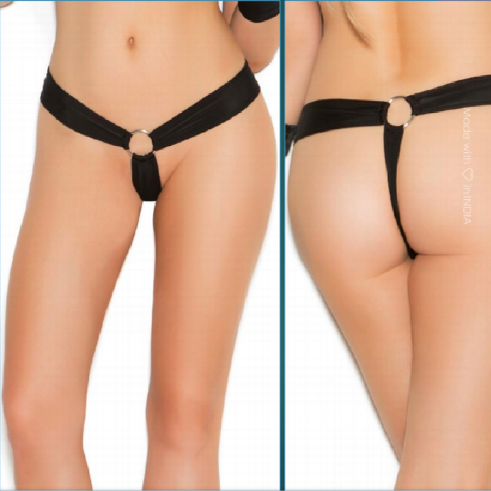 Thong Panty With Rings-Black