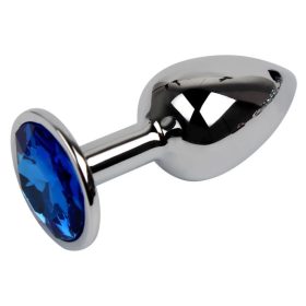 Unisex Steel Blue Jeweled Beginners Butt Plug Small Size