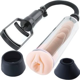 Vagina Cap Sleeve With Manual Penis Enlarge Pump For Men