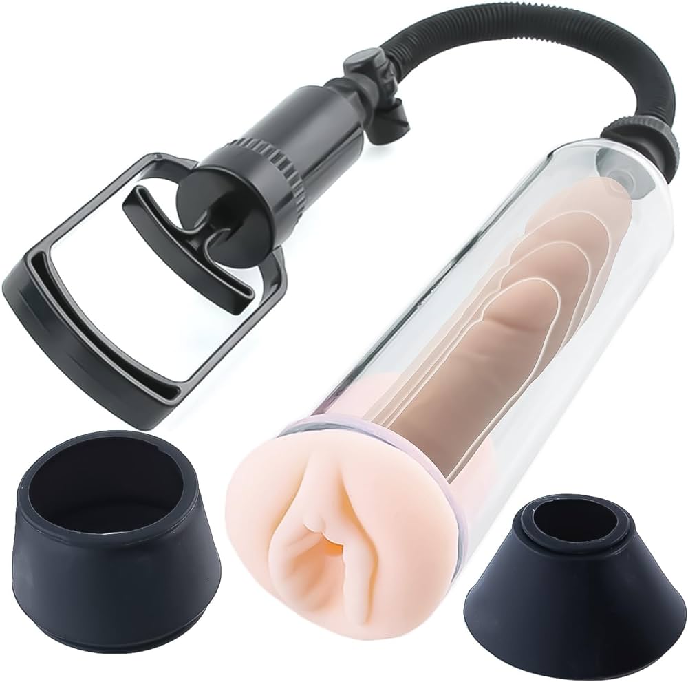 Vagina Cap Sleeve With Manual Penis Enlarge Pump For Men