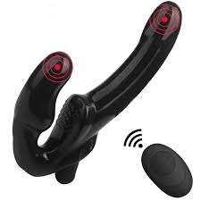 Wireless Remote Control Vibrating Strapless Strap On Dildo Lesbian Sextoy Black